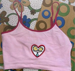 Cute Pink Graphic Crop Top