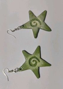 y2k Green Star Dangle Earrings