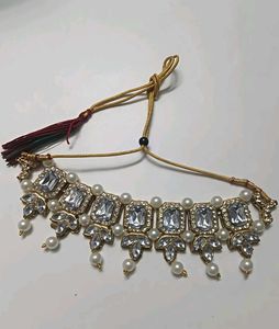 Elegant Pearl and Crystal Choker Set