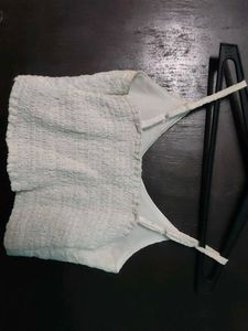 Textured White Bikini Top