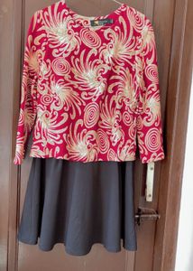 Elegant Red &amp; Black Dress