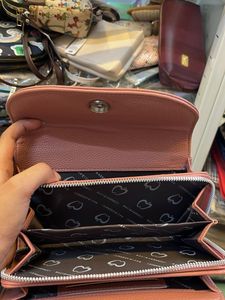 Chic Pink Textured Clutch Wallet
