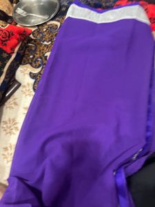Elegant Purple Saree with Silver Border