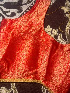 Elegant Red Brocade Blouse