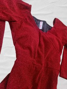 Sequin Maroon Maxi Dress with Slit (UNUSED)