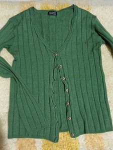Green Ribbed Knit Cardigan SALE