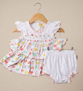 Cute Heart Print Baby Dress & Bloomers Set