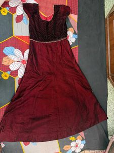 Elegant Maroon Embroidered Gown