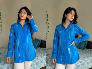Blue Striped Button-Up Shirt