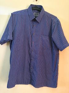 Classic Blue Plaid Short Sleeve Men's Shirt
