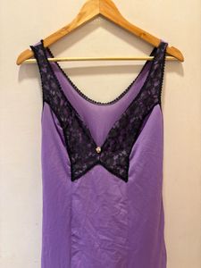 Purple Lace Trim Slip Dress