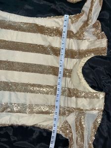 Elegant Gold Sequin Kurta &amp; Palazzo Set
