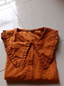 Trendy Puff Sleeve Collared Top