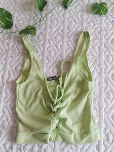 Ribbed Lace-Up Crop Top