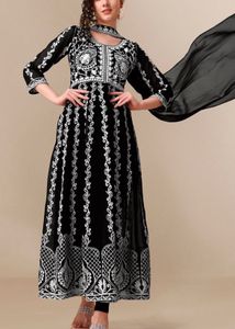 Black Lucknowi Chikankari Anarkali Kurta