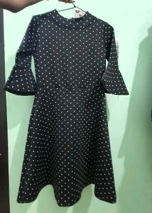 Chic Polka Dot Flared Midi Dress