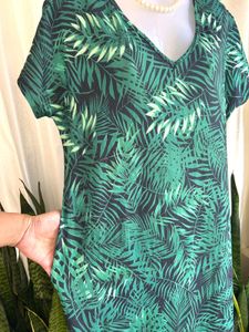 Imported V-Neck Tropical Print Maxi Dress