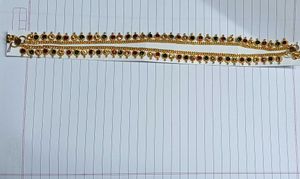 Gold-Plated Anklets with Red &amp; Green Stones