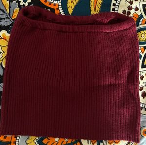 Ribbed Maroon Tube Top