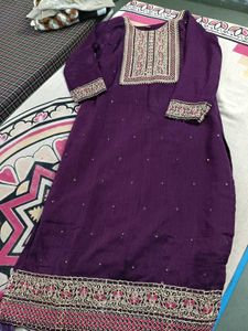 Purple party wear kurta set