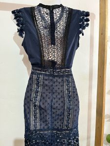 Navy Lace Detail Maxi Dress