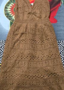 Brown Knitted Midi Dress