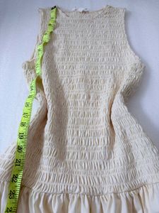 Cream Smocked Maxi Dress