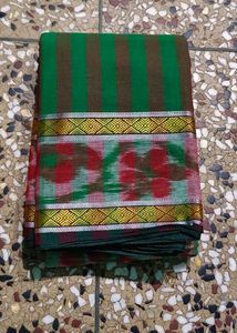 Green Cotton Saree new