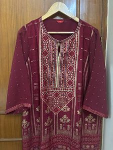 🆕W Maroon Kurta with Stunning Sleeves