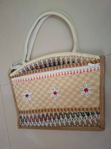 Boho Floral Woven Tote Bag