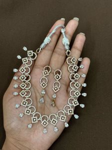 Sparkling Diamond Necklace & Earring Set