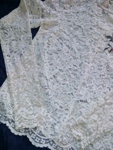 Lace Rose Embroidered Mock Neck Top