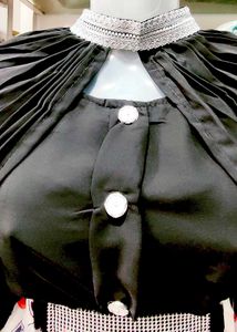 Chic Black Top with Detachable Cape sleeves