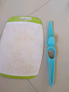 Cutting Board & Garlic Press