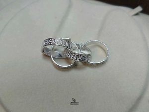 Elegant Pure Silver Patterned Toe Ring Set