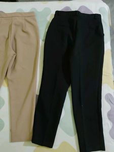 Elegant Beige &amp; Black Women's Pants