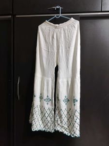 White Embroidered Palazzo Pants