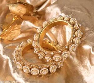 Elegant Gold Bangles with Pearls