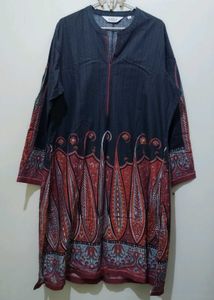 Biba black grey chevron paisley floral Print Kurta