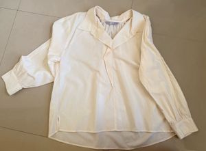Cream Collared Long Sleeve Top