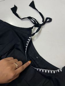 Elegant Black Kurta with White Palazzo