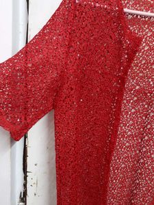 Sparkly Red Lace Kimono Top