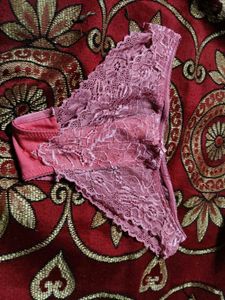 Lace Trim Pink Briefs