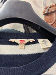 Levi's Navy Blue &amp; White Striped Knit Top | Size