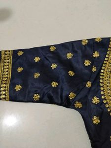 Navy Blue Beautiful Embroidery Design Blouse