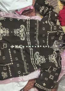 Brown Printed Kurta
