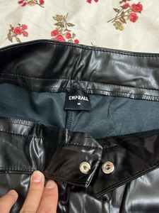 Black Faux Leather Wide Leg Pants
