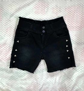 Black Pearl Embellished Denim Shorts