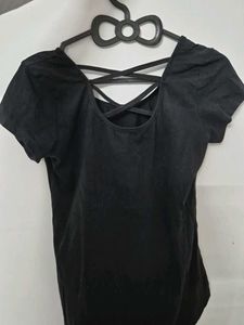 Black Crisscross Back T-Shirt