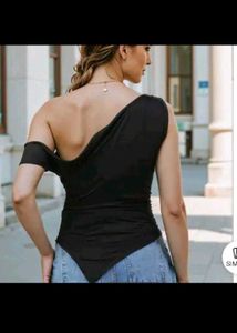 Black One-Shoulder Asymmetrical Top